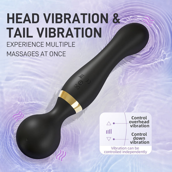 USB-wiederaufladbarer Vibrationsmassagestab mit zwei Massageköpfen für Ganzkörpermassage und Ganzkörpertherapie